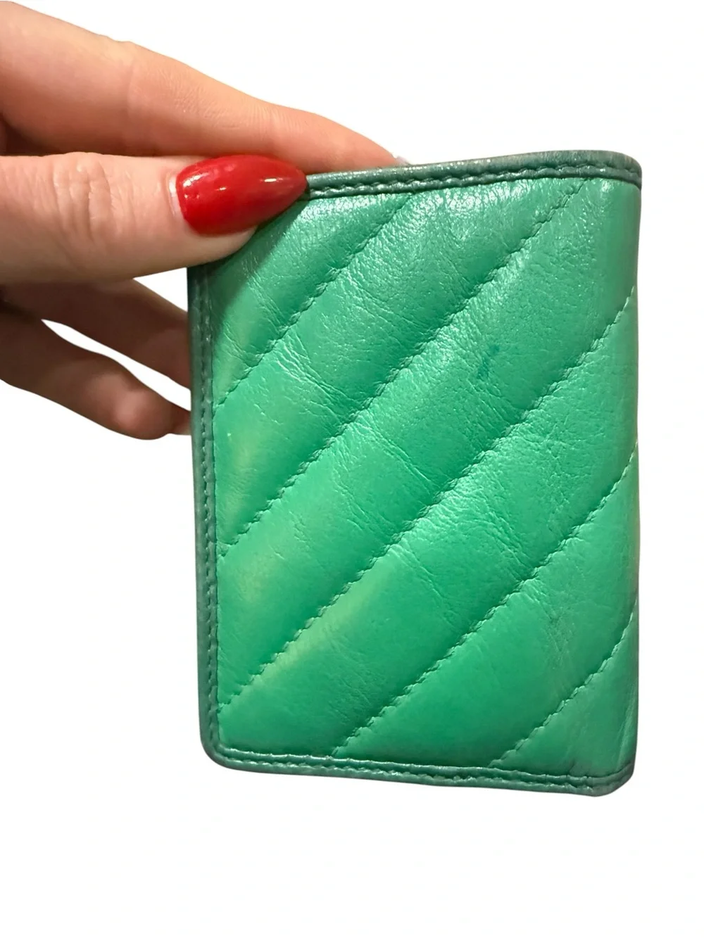 Gucci GG Marmont Green Matelassé Leather Wallet Card Holder Dust Bag - Picture 6 of 11